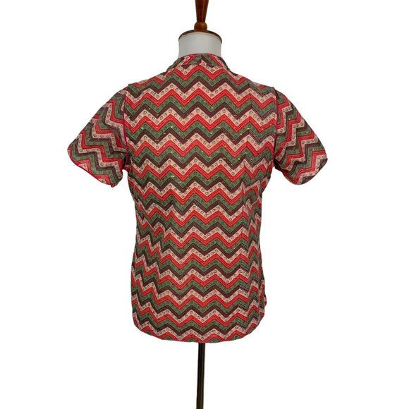 Biba Boho Top 36 Short Sleeve V Neck Retro Multicolor Lightweight - Picture 4 of 6